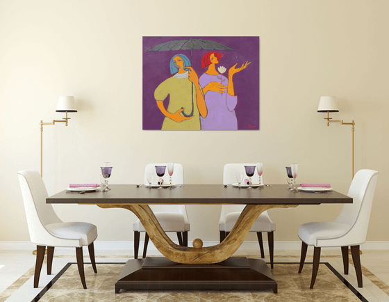 Two under an umbrella.