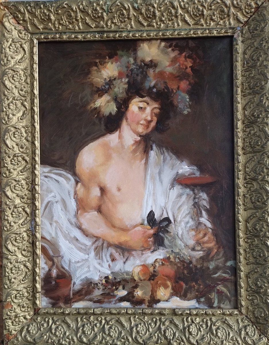 Impressionistic Portrait Oil Painting By Sebastian Beianu, 16 X 20", Bachus, Original Artwork