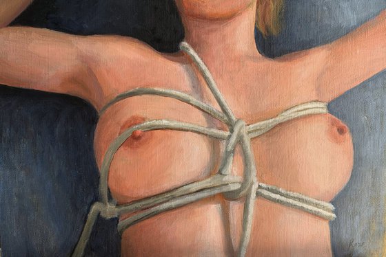 Lover in Knots. Original erotic oil figure painting.