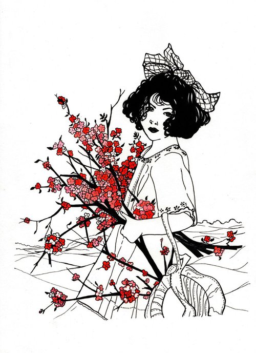 Girl with sakura by Irina Poleshchuk