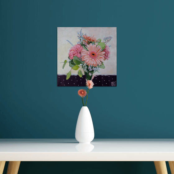 bouquet of gerbera and pinks 11*8 x 11*8