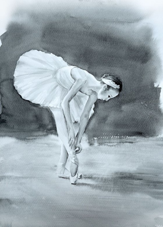Young Ballerina Preparing for a Show