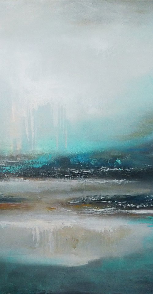A large impressionistic semi abstract landscape "Gentle, gracious land" by Olesia GR