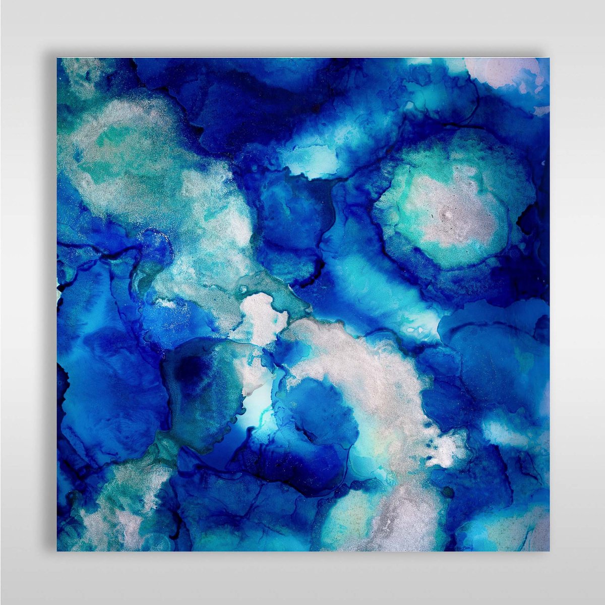 Zaffre I - ALCOHOL INK MODERN ABSTRACT FLUID PAINTING PRINT by Lynne Douglas