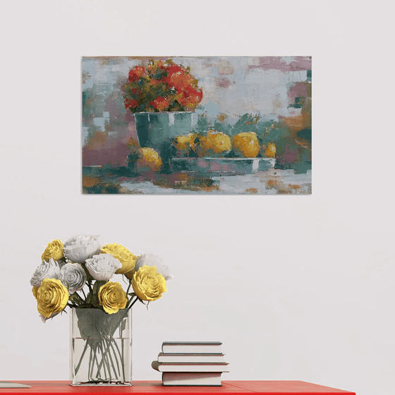 Modern still life painting. Original oil on canvas