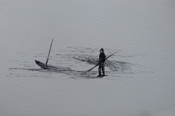 The Fisherman, 20x13 cm