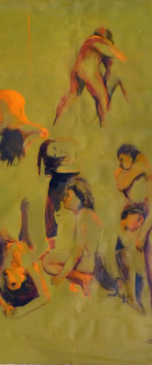 Nude Study in green, oil on canvas 130x195 cm by Frederic Belaubre