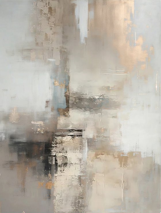 Abstract Gold and Beige Hazy City