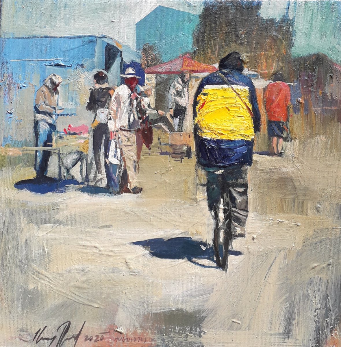 Photorealistic Portrait Oil Painting By Robert Kormos, 12 X 12", Market, Original Artwork