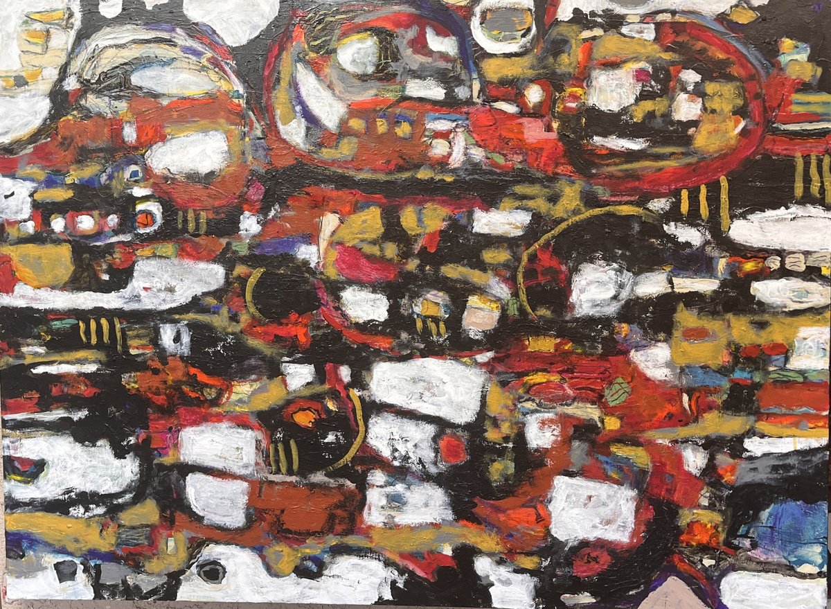 Abstract Acrylic Painting By Jeffrey Davies, 48 X 36, Black 14, Original Artwork