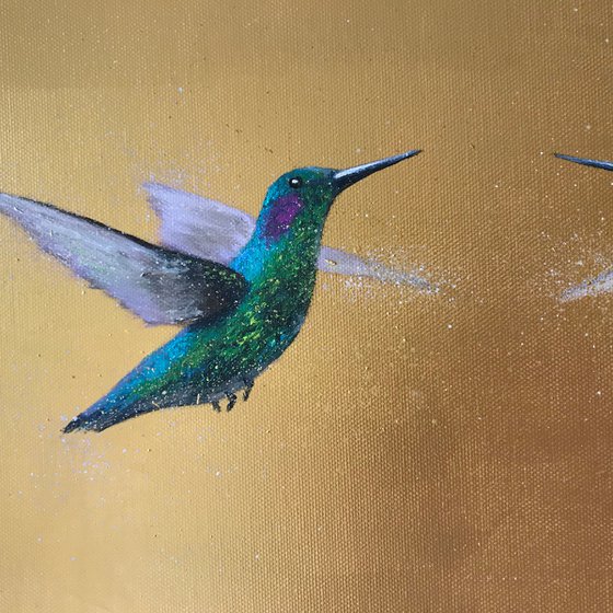 The Two Of Us ~ Hummingbirds on Gold