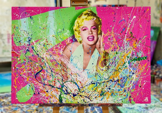 Splash Marilyn Monroe N-1. 70x100 cm. Digital Art, Hand Embellished Giclée on Canvas.
