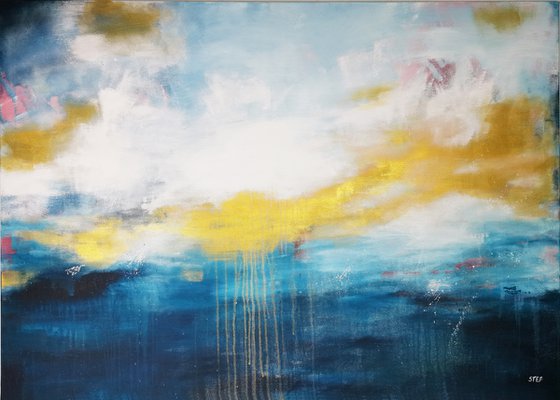 FLOATING GOLD #4 - Large abstract Seascape