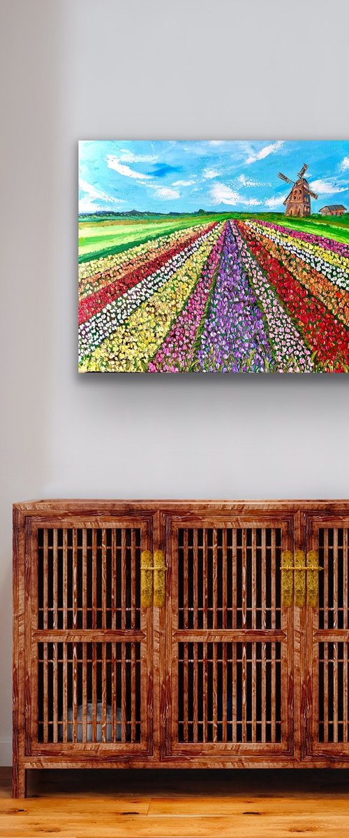 Chasing Rainbow-Tulip Field by Pooja Verma