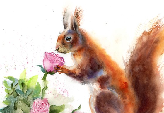 Squirrel and Flower