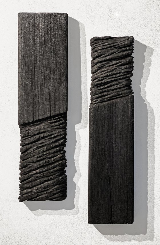 untitled black -burnt wood