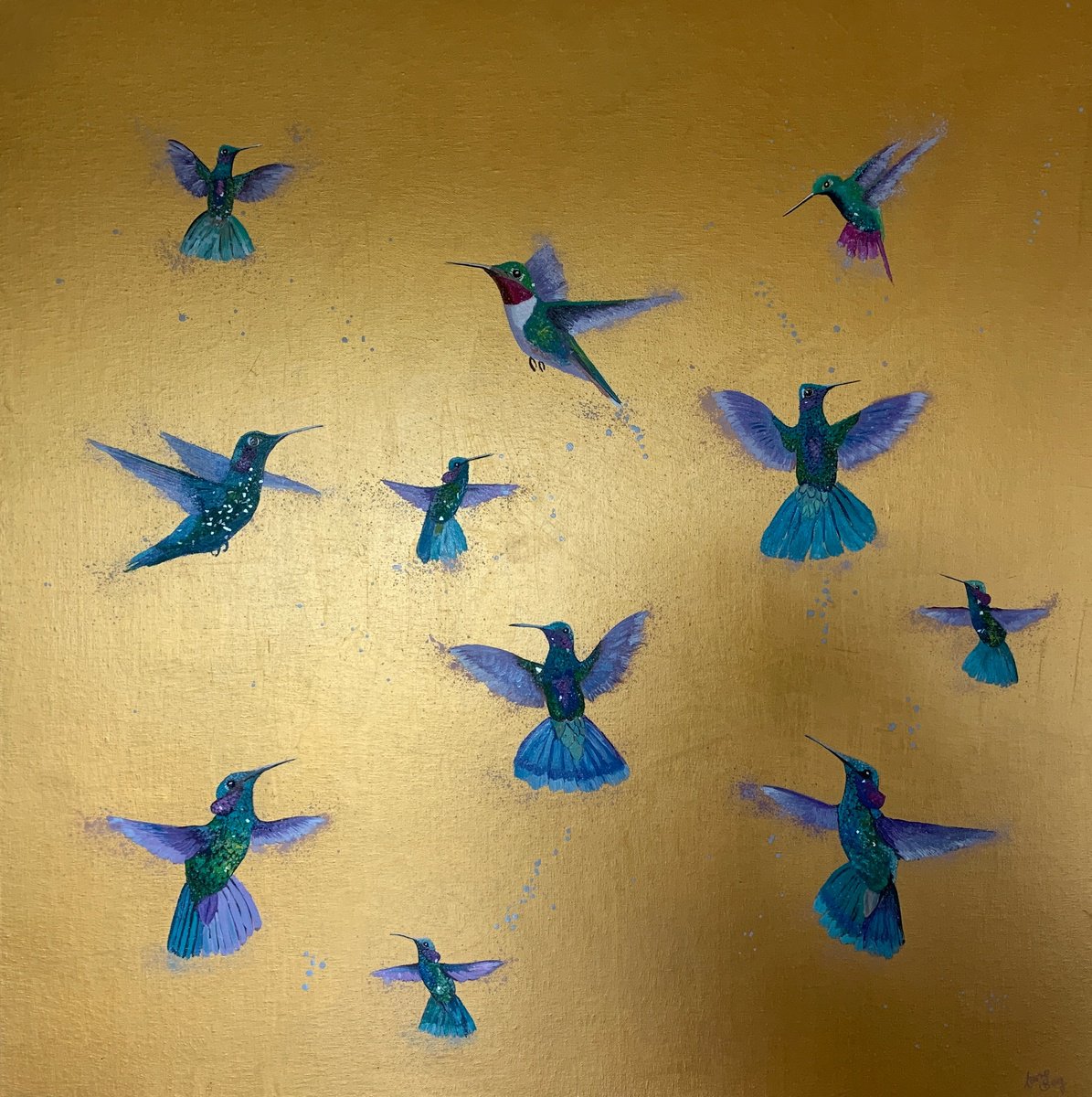 Impressionistic Animal Painting By Laure Bury, 31 X 31", La Vie Est Belle Xi, Original Artwork