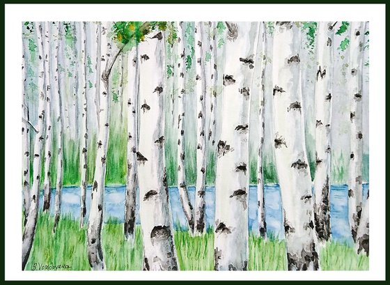 Birch. Comission watercolor painting.