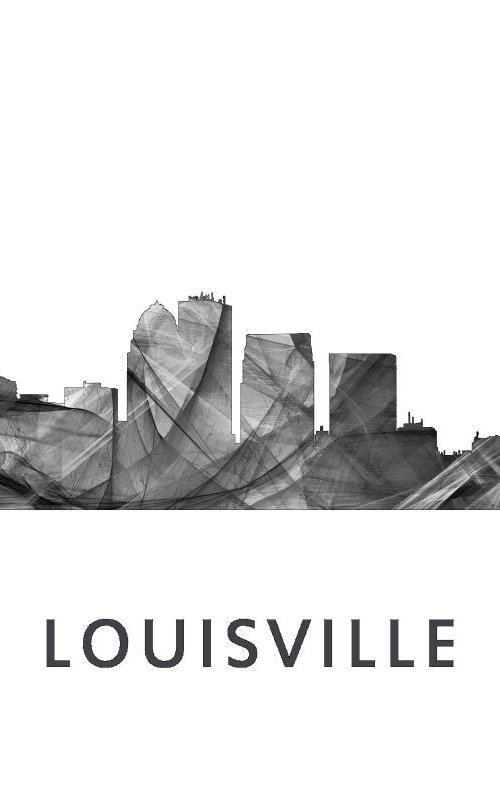 Louisville Kentucky Skyline WB BW by Marlene Watson