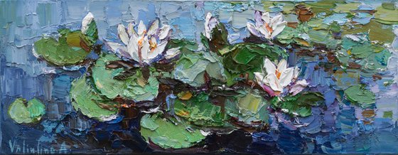 White water lilies Original Oil painting