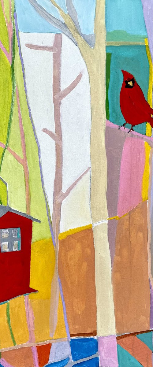 Mr. Cardinal Eyeing the Breakfast Buffet by Steven Page Prewitt