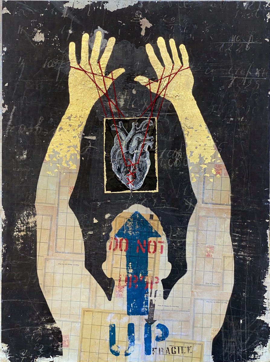 Portrait Collage By Adam Collier Noel, 18 X 24, Handle With Care, Original Artwork