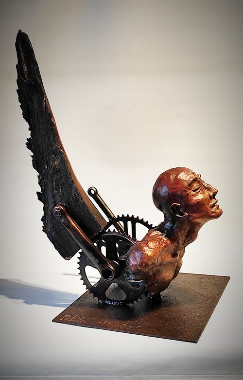"Icarus" unique sculpture 62x45x33cm. by Elena Kraft
