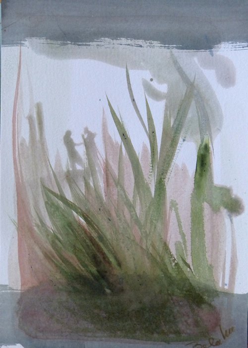Behind the leaves of grass, 21x14 cm by Frederic Belaubre