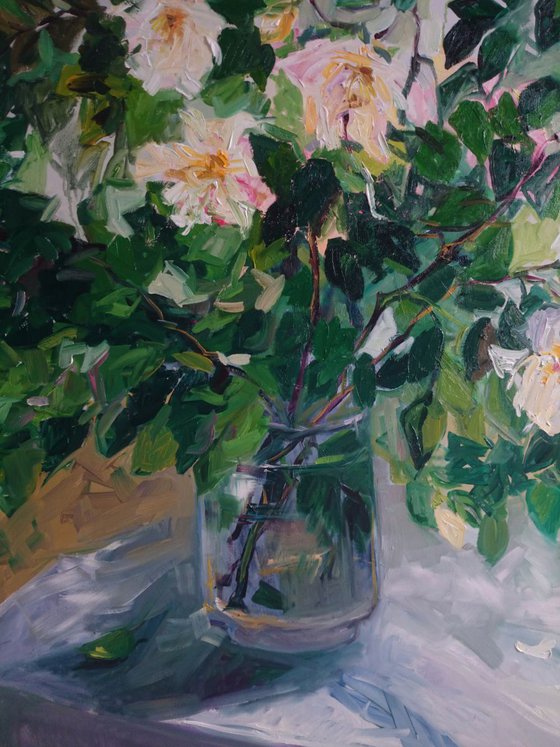 Roses from my garden. 100x100cm
