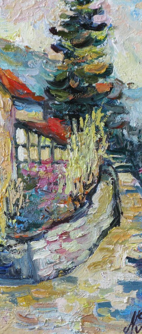 A small villa in Provence. Road to the sea. by Nikifor Swiristuhin