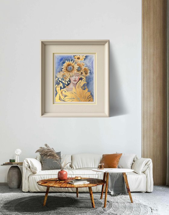 “A girl with sunflowers”