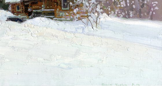 Teremok bathhouse in Abramtsevo in winter