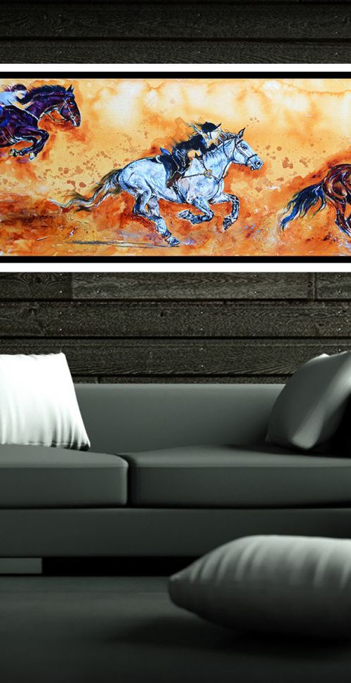 The race / Horses Equine Modern Wall Art Home Decor by Anna Sidi by Anna Sidi-Yacoub