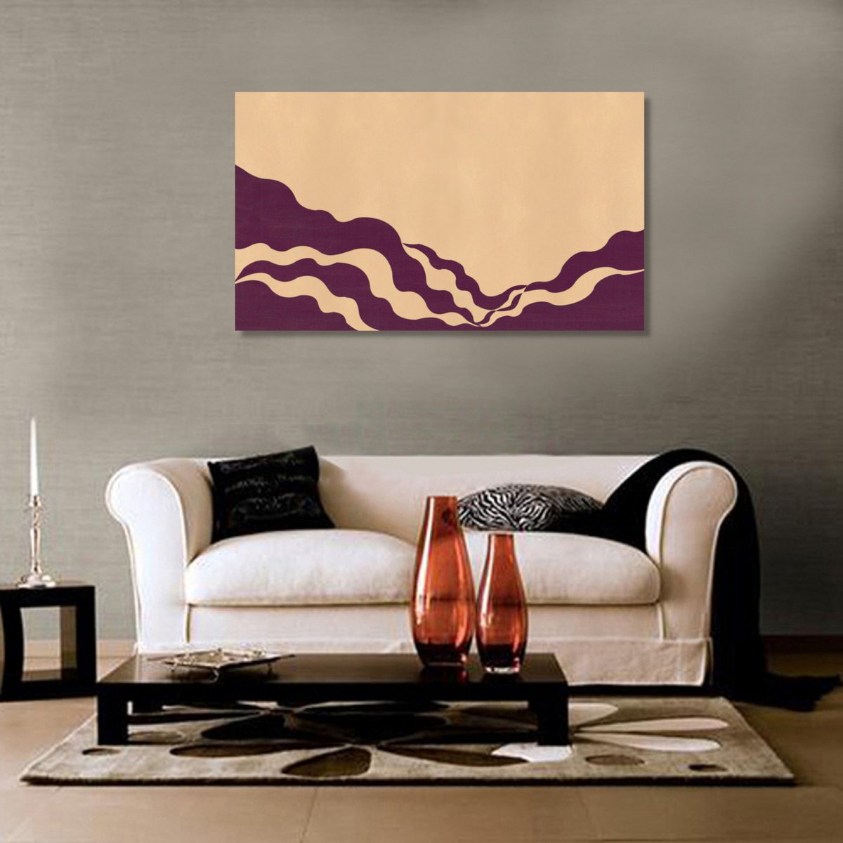 Abstract Landscape Acrylic Painting By Marina Krylova, 47 X 28", Abstract Landscape #12, Original Artwork