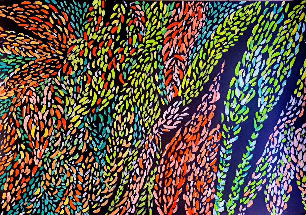 Expressive Abstract Acrylic Painting By Sanja Jancic, 39 X 28", Awakening Nature, Original Artwork