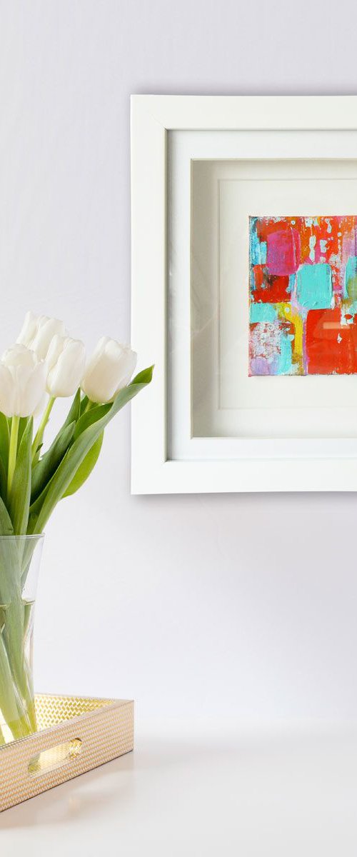 Framed ready to hang mini original abstract #200 by Carolynne Coulson