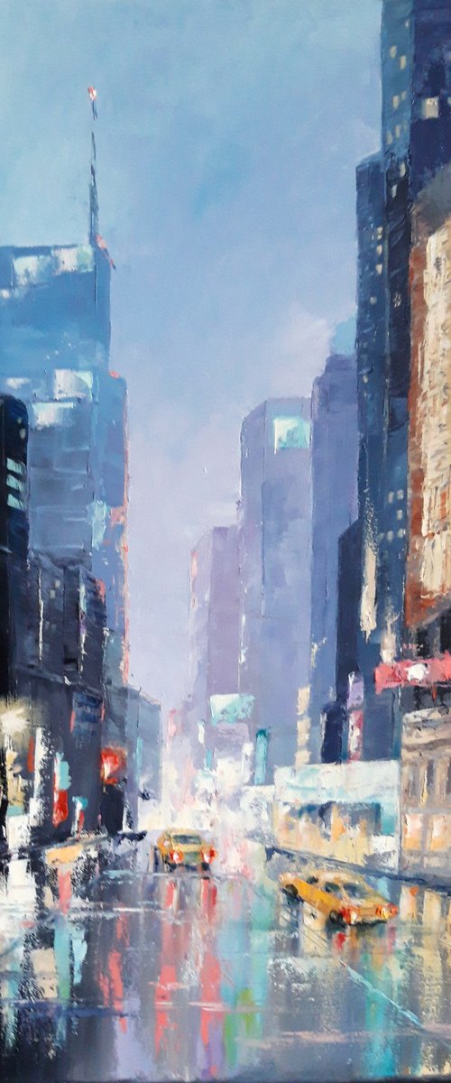 Wall Decore Hand Made Oil Painting Cityscape City Streets Morning in the City by Natalia Langenberg