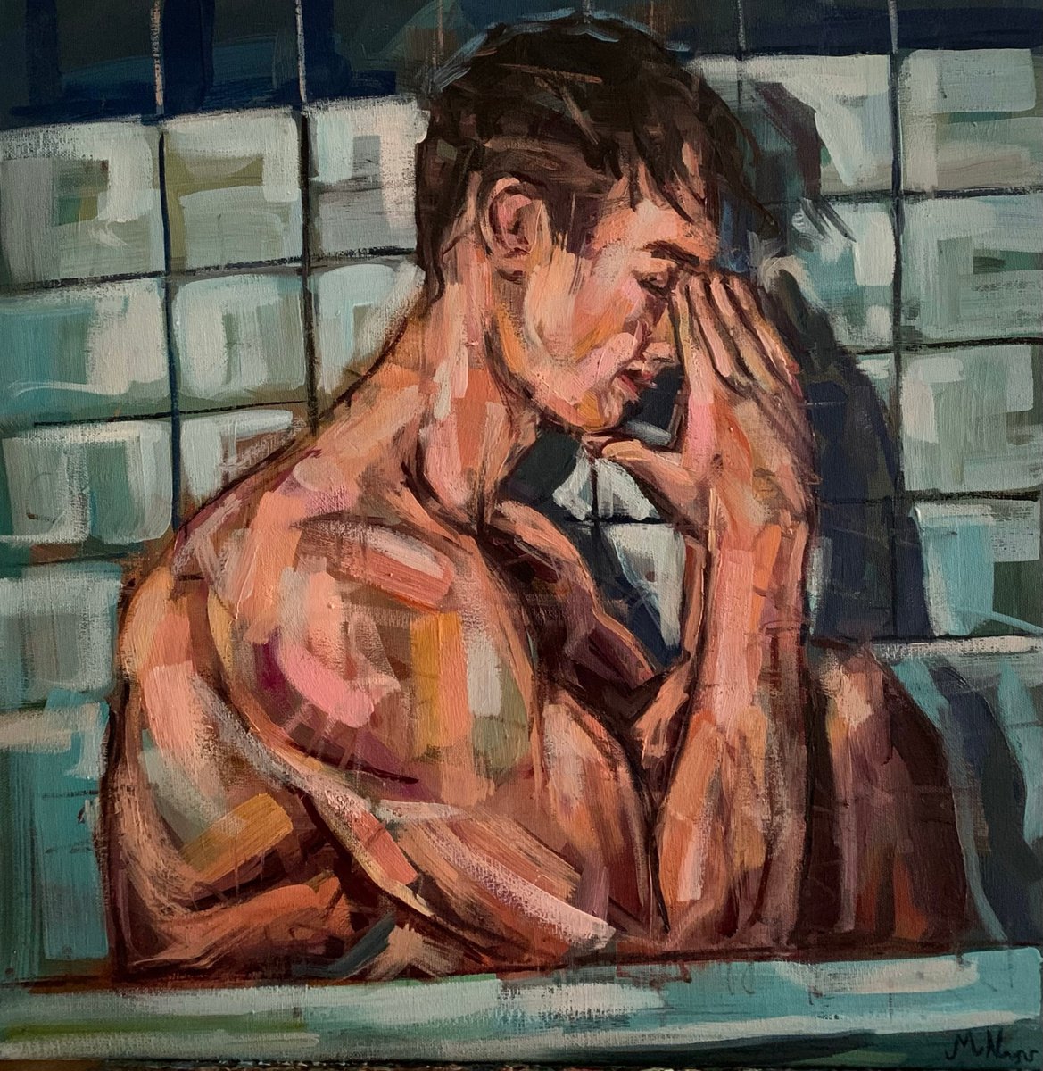 Male nude gay painting by Emmanouil Nanouris