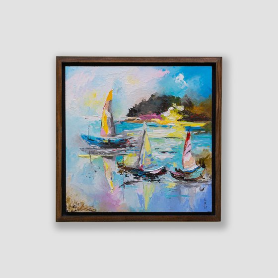 BOATS ON THE LAKE (FRAMED)