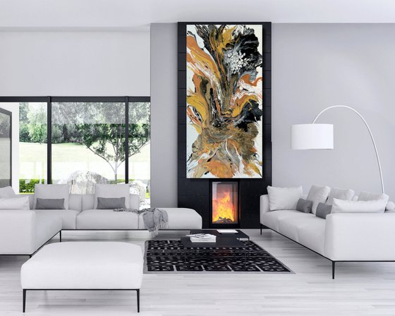 The Shining of Gold - LARGE, VIBRANT, COLOURED ABSTRACT ART – EXPRESSIONS OF ENERGY AND LIGHT. READY TO HANG!