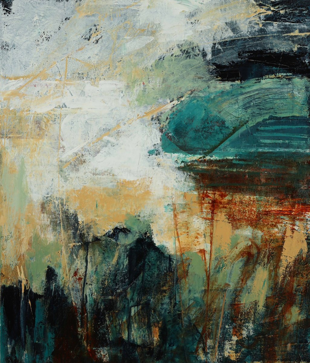 Abstract Landscape Acrylic Painting By Melinda Macdonald, 20 X 24", Trailing Behind, Original Artwork