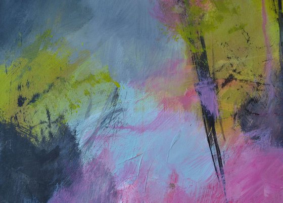 Mary's Cave -  vibrant Acrylic Abstract with pink