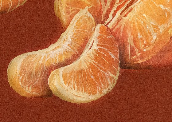 "TANGERINES ON ORANGE BACKGROUND"