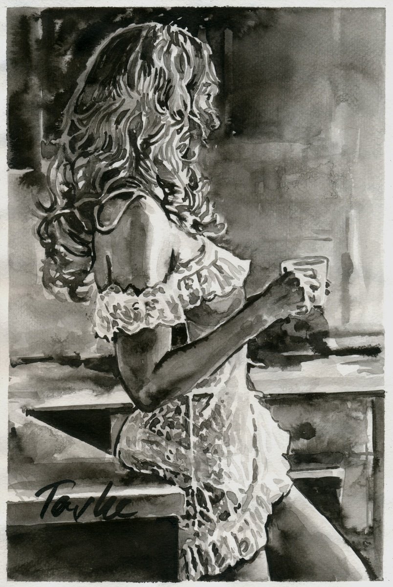 Urban And Pop Ink Drawing , Waiting For Him.. By Tashe, 8 X 12, Artwork For Sale On Artfinder