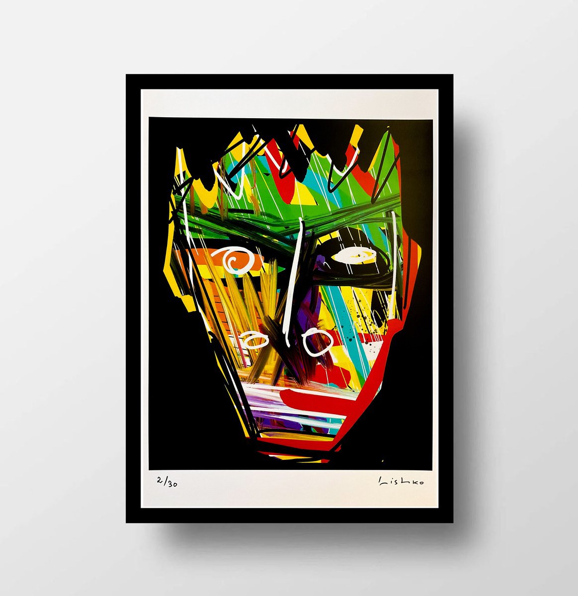 Expressive Portrait Giclee Print By V. Lishko, 8 X 12", Portrait, Original Artwork