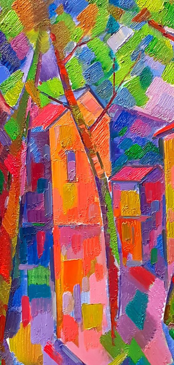 Houses through the trees