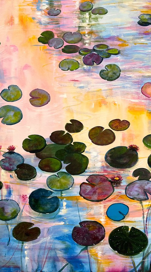 Water Lilies At Sunset 8 by Sandra Gebhardt-Hoepfner