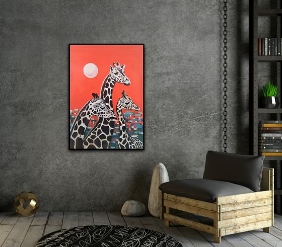 Giraffes / 100 X 70 cm