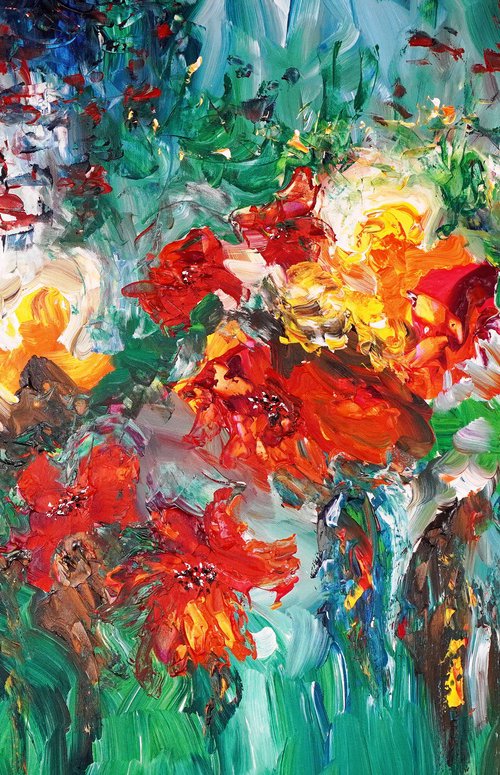 Red Summer Flowers D 1 by Peter Nottrott