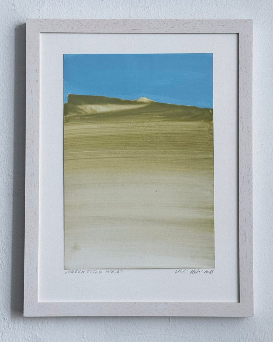 Organic Landscape Acrylic Painting By Katrin Roth, 9 X 13", Green Field 1018_6, Original Artwork